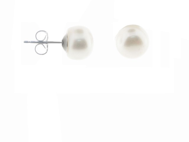 Picture of Fronay Collection Sterling Silver Cream Fresh Water Pearl Stud Earrings