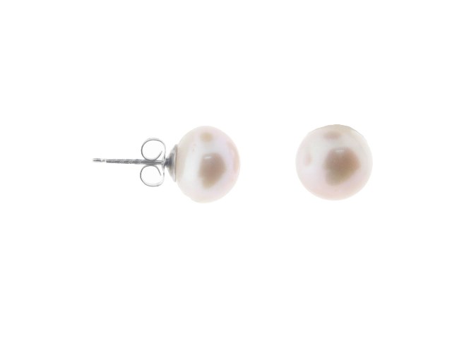 Picture of Fronay Collection Sterling Silver Pink Overtone Fresh Water Pearl Stud Earrings&#44; 10-11 mm