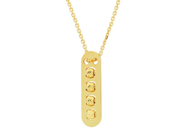 Silver Gold Plated Oval Plate Pendant 18 mm with 4 Diamond Cut 3 mm Beads Necklace, 16 Plus 2 in -  The Gem Collection, TH1597663