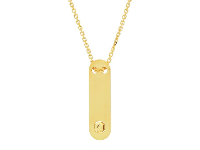 Silver Gold Plated Oval Plate Pendant 18 mm with 1 Diamond Cut 3 mm Beads Necklace, 16 Plus 2 in -  The Gem Collection, TH1113614