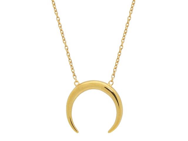 Silver Gold Plated Omega Moon Shape Pendant Necklace, 16 Plus 2 in -  The Gem Collection, TH1399371