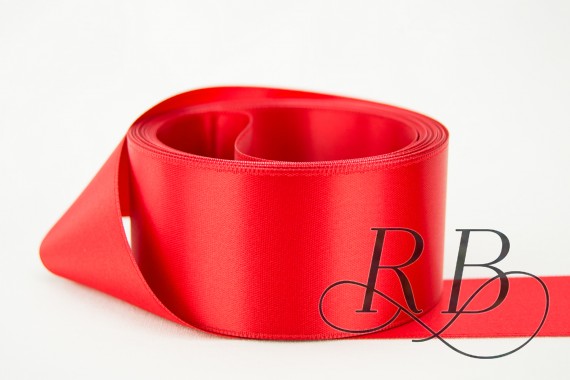 Ribbon Bazaar 2888 3 in. Double Faced Satin Ribbon, Red - 25 Yards