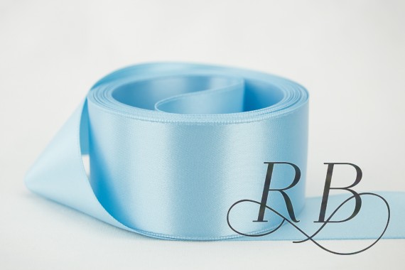 Ribbon Bazaar 5212 4 in. Double Faced Satin Ribbon, Light Blue - 25 Yards