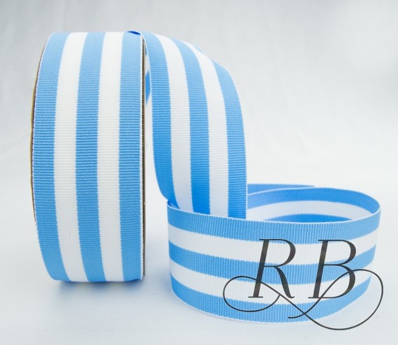 2703 0.63 in. Grosgrain Mono Stripes Ribbon, Blue - 20 Yards