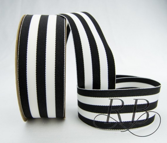 4076 0.88 in. Grosgrain Mono Stripes Ribbon, Black - 20 Yards