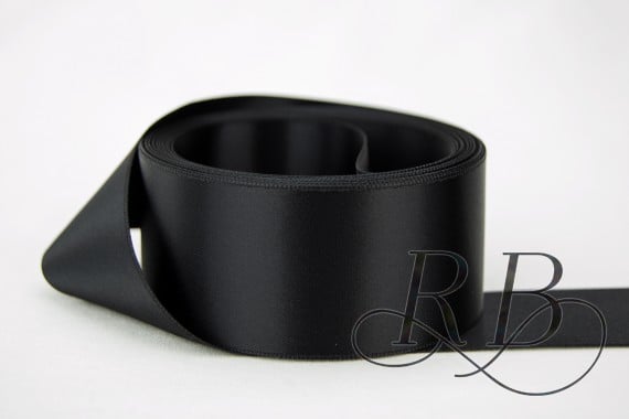 Ribbon Bazaar 992 0.38 in. Double Faced Satin Ribbon, Black - 50 Yards