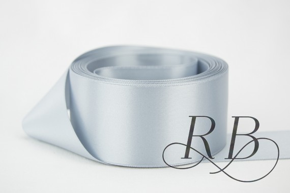 Ribbon Bazaar 1203 2.25 in. Double Faced Satin Ribbon, Silver - 25 Yards