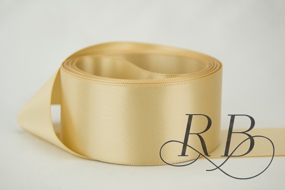 Ribbon Bazaar 1211 2.25 in. Double Faced Satin Ribbon, Beige - 25 Yards