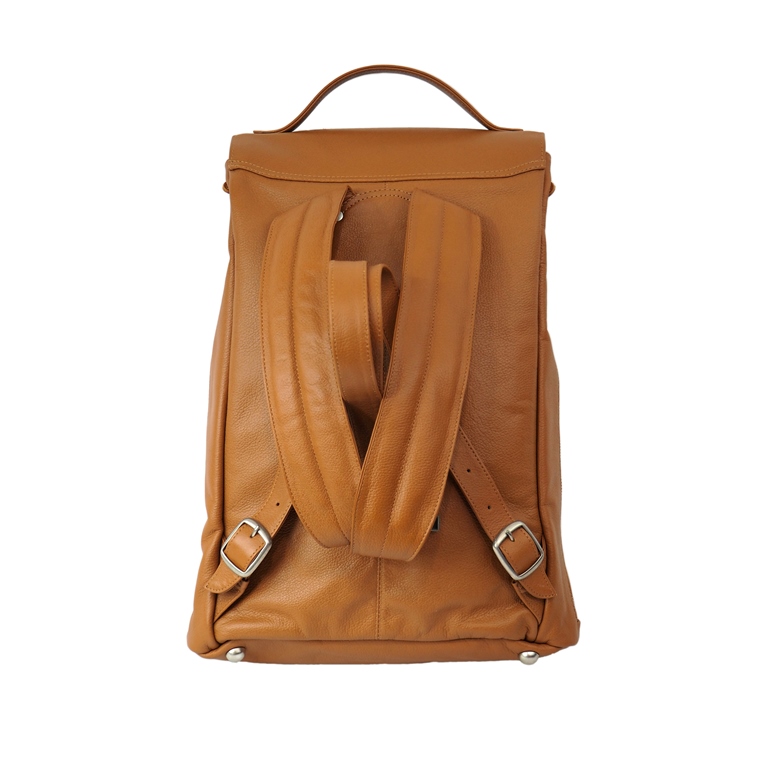 3123 Mens Leather Vertical Backpack, Saddle