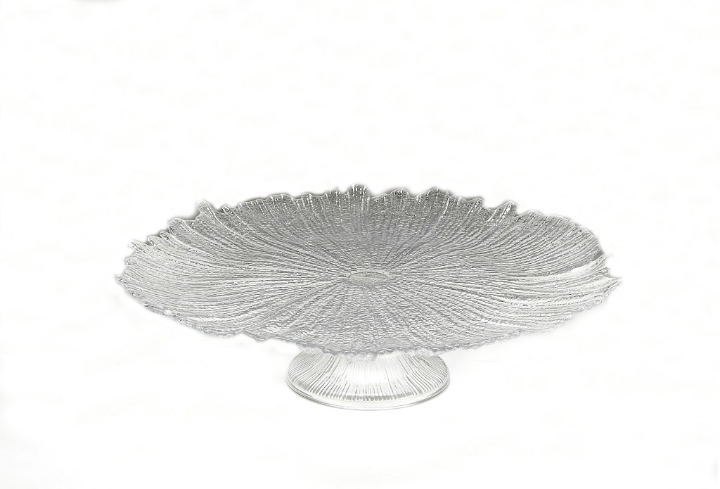 Red Pomegranate 2776F-0 Coral 15 in. Clear Footed Cake Plate