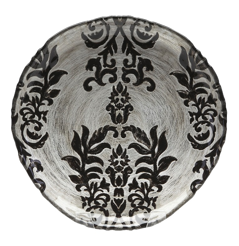 Red Pomegranate 5941-2 Damask 6 in. Black Velvet Plate - Set of 4 -  American Granby Inc.