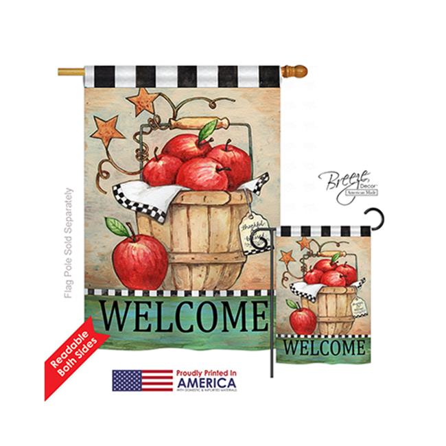 Breeze Decor 17039 Apple Basket 2-Sided Vertical Impression House Flag - 28 x...