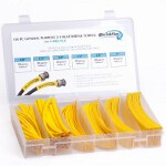 HSK2-YL-K 6 in. Shrinkflex Heat Shrink Tubing Kit, 2 - 1 Shrink, Yellow - 110 Piece