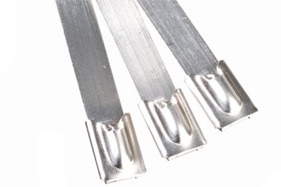 Cable Tie, 14-1/2 in L, Silver, Stainless Steel, 100 lb Strength, 25 PK
