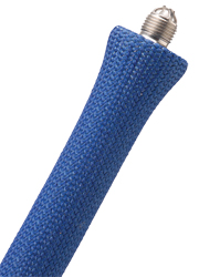Braided Cable Sleeve, 3/4 in Inside Dia., 0.82 in Max Bundle Dia., 7-1/2 in, Fiberglass, Blue