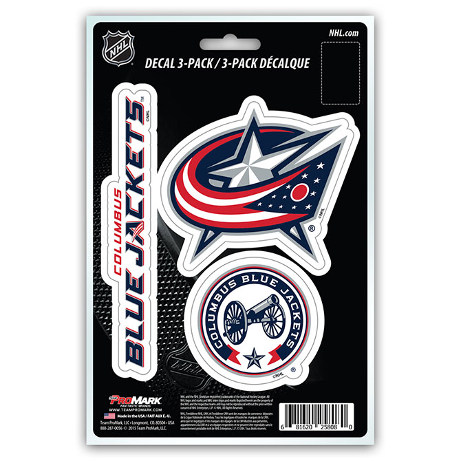 Columbus Blue Jackets Decal - Pack of 3