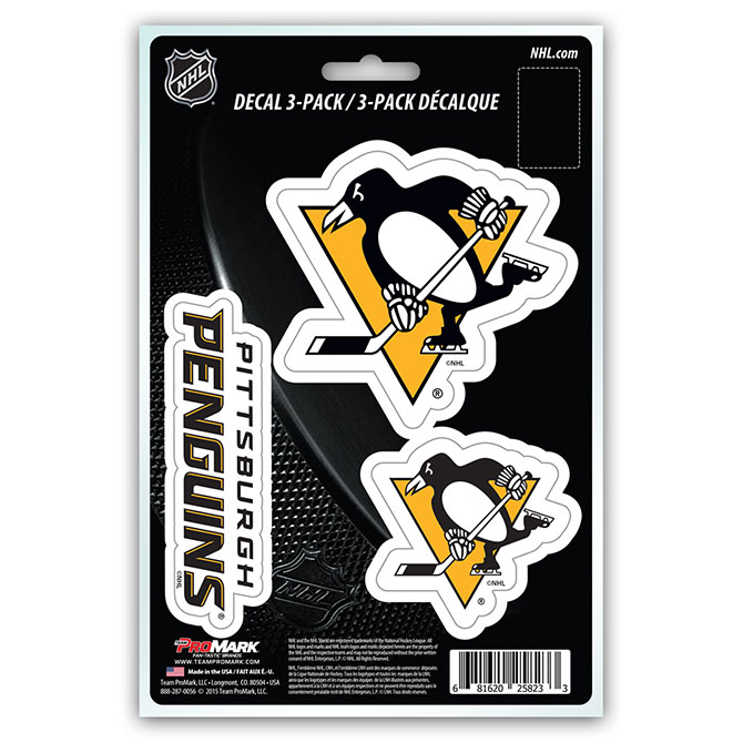Pittsburgh Penguins Decal - Pack of 3
