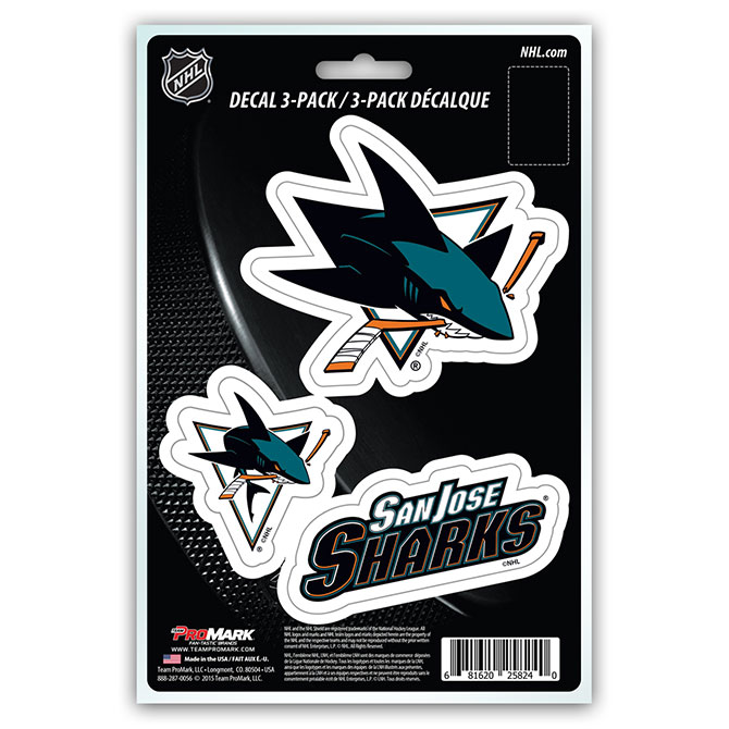Pro Mark DST3NH24 San Jose Sharks Decal - Pack of 3