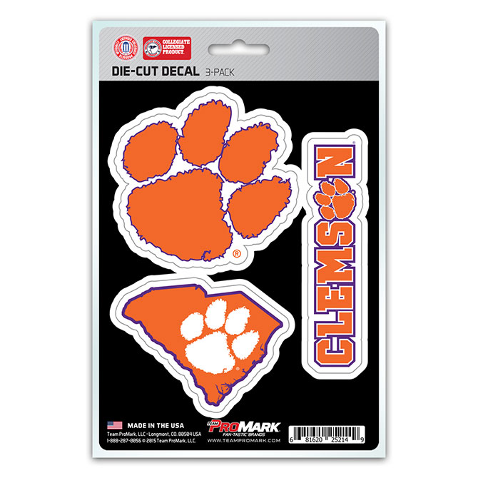 Pro Mark DST3U014 Clemson Decal - Pack of 3