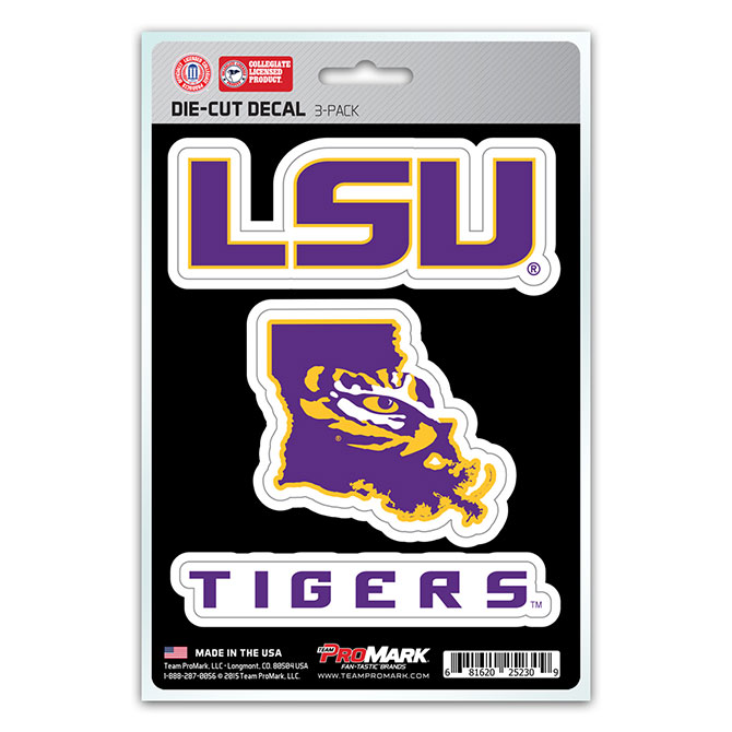 Pro Mark DST3U030 Louisiana State University Decal - Pack of 3