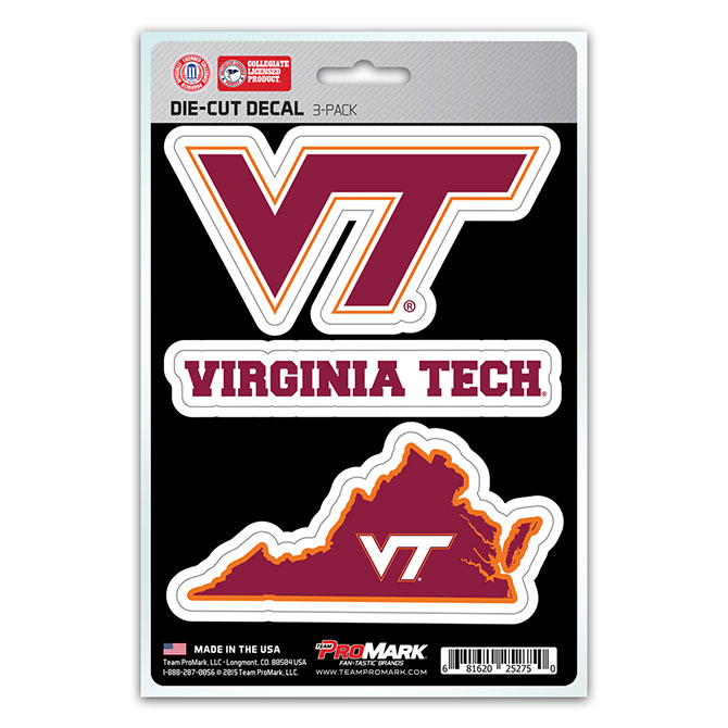 Pro Mark DST3U075 Virginia Tech Decal - Pack of 3