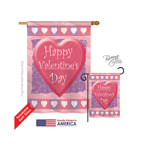 01047 Valentines Heart 2-Sided Vertical Impression House Flag - 28 x 40 in.