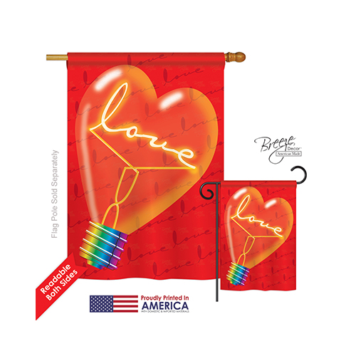 01049 Valentines Love Light Bulb 2-Sided Vertical Impression House Flag - 28 x 40 in.