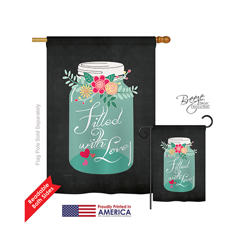 01051 Valentines Filled with Love 2-Sided Vertical Impression House Flag - 28 x 40 in.