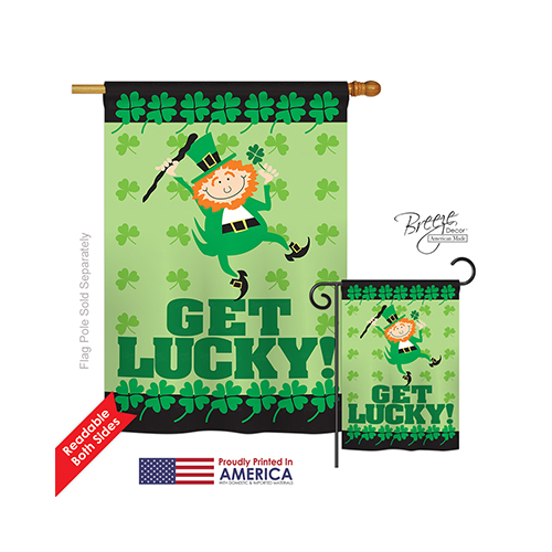 02028 St Pats Get Lucky 2-Sided Vertical Impression House Flag - 28 x 40 in.
