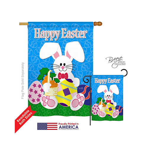03029 Easter Happy Bunny 2-Sided Vertical Impression House Flag - 28 x 40 in.