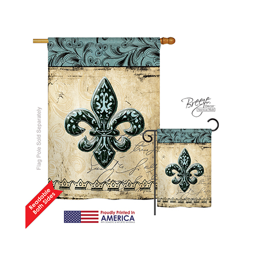 18003 Mardi Gras Fleur De Lys 2-Sided Vertical Impression House Flag - 28 x 40 in.