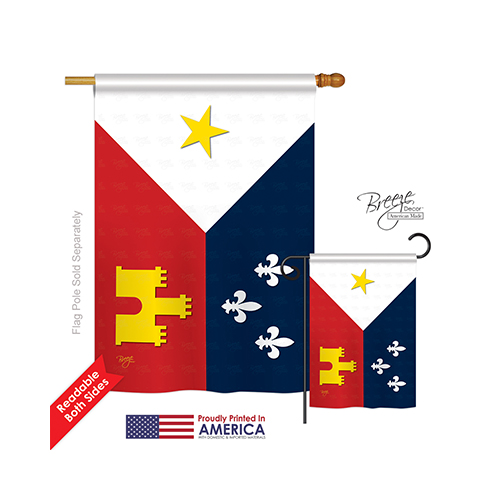 18008 Mardi Gras Acadiana 2-Sided Vertical Impression House Flag - 28 x 40 in.