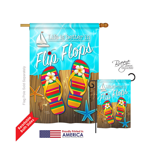 06003 Summer Better in Flip Flops 2-Sided Vertical Impression House Flag - 28 x 40 in.