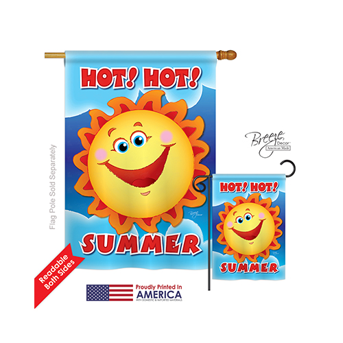 06055 Summer Hot Hot Summer 2-Sided Vertical Impression House Flag - 28 x 40 in.