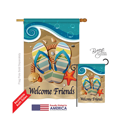 06060 Summer Sunny Friends 2-Sided Vertical Impression House Flag - 28 x 40 in.