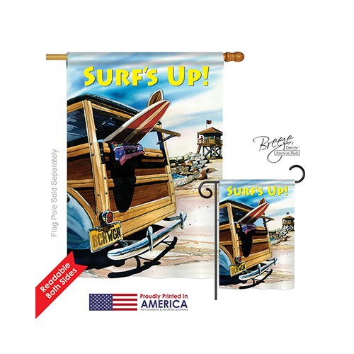 06068 Summer Beach Wagon 2-Sided Vertical Impression House Flag - 28 x 40 in.
