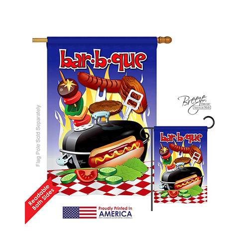 06071 Summer Bar B Que 2-Sided Vertical Impression House Flag - 28 x 40 in.