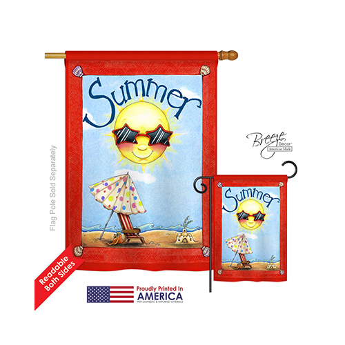 06074 Summer Fun in Summer 2-Sided Vertical Impression House Flag - 28 x 40 in.
