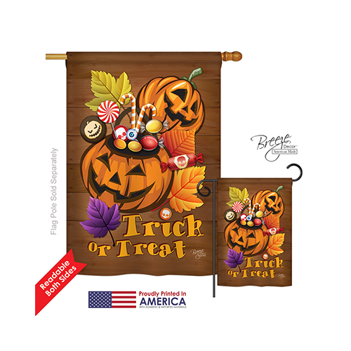 12003 Halloween Candy Pumpkin 2-Sided Vertical Impression House Flag - 28 x 40 in.