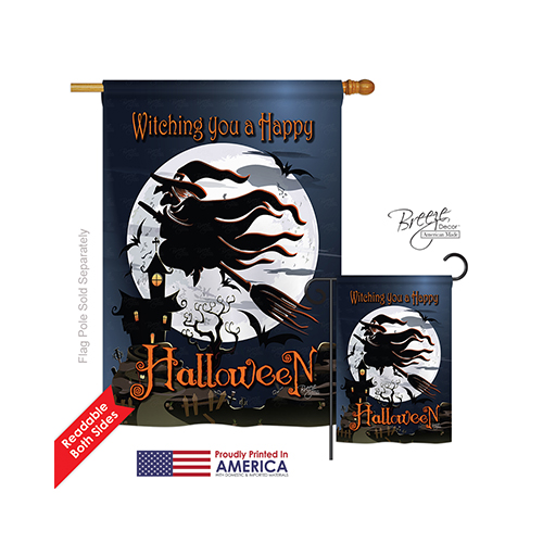 12004 Halloween Happy Witching You 2-Sided Vertical Impression House Flag - 28 x 40 in.