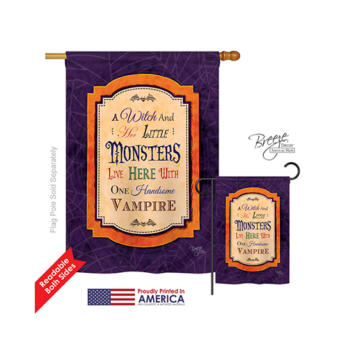 12019 Halloween Wicked & Handsome 2-Sided Vertical Impression House Flag - 28 x 40 in.