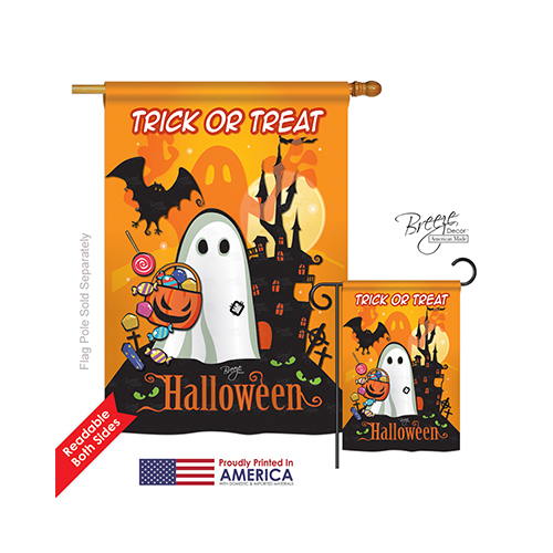 12051 Halloween Little Ghost 2-Sided Vertical Impression House Flag - 28 x 40 in.