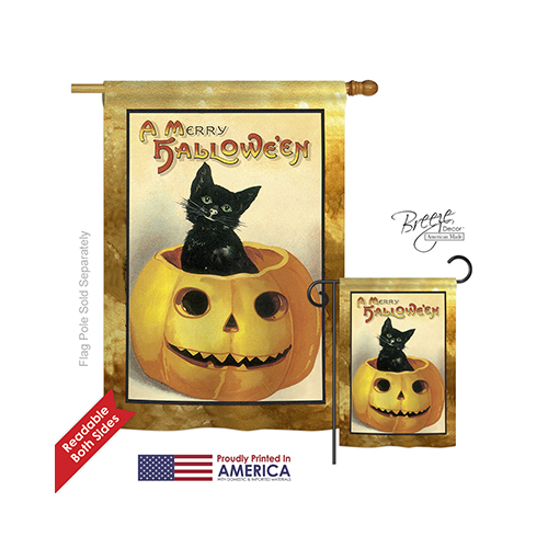 12065 Halloween Merry Halloween 2-Sided Vertical Impression House Flag - 28 x 40 in.