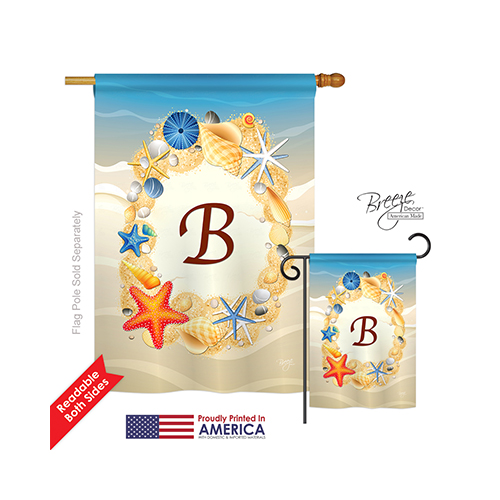 30158 Summer B Monogram 2-Sided Vertical Impression House Flag - 28 x 40 in.