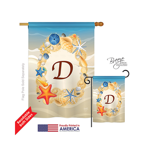 30160 Summer D Monogram 2-Sided Vertical Impression House Flag - 28 x 40 in.