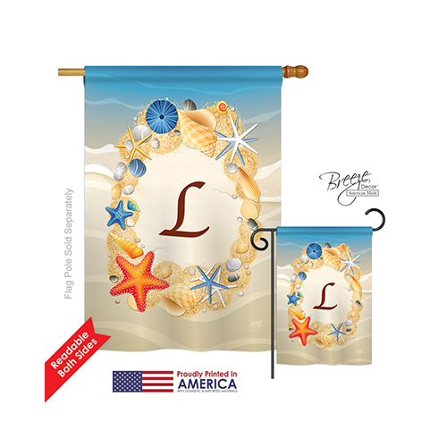30168 Summer L Monogram 2-Sided Vertical Impression House Flag