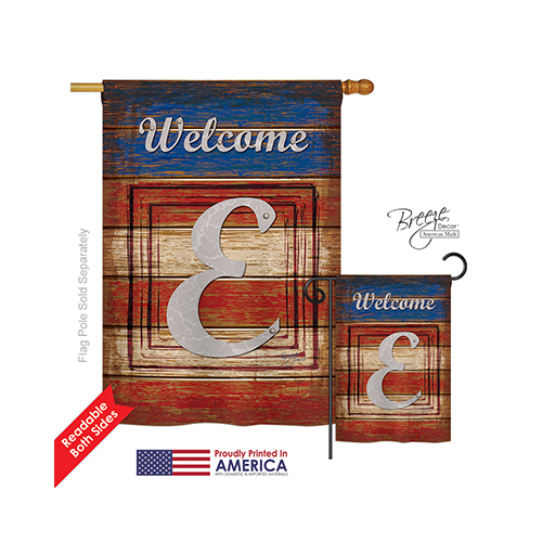 30109 Patriotic E Monogram 2-Sided Vertical Impression House Flag - 28 x 40 in.