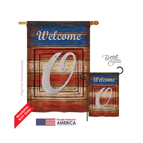 30119 Patriotic O Monogram 2-Sided Vertical Impression House Flag - 28 x 40 in.