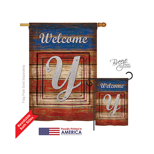 30129 Patriotic Y Monogram 2-Sided Vertical Impression House Flag
