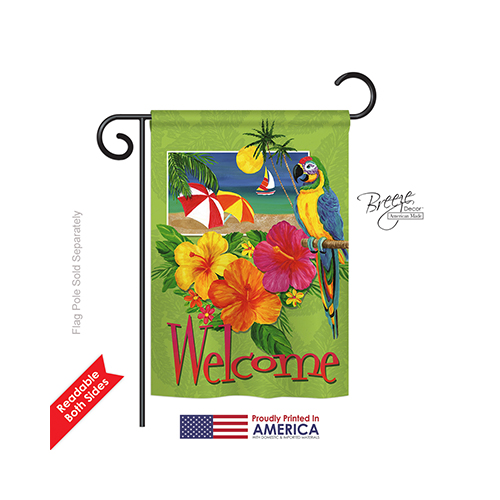56066 Summer Tropical Welcome 2-Sided Impression Garden Flag - 13 x 18.5 in.